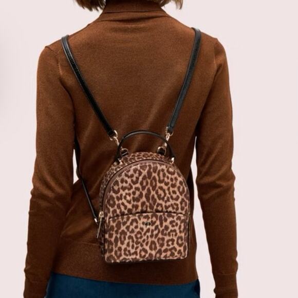 Kate Spade Amelia Metallic Leopard Mini Convertible Backpack - Picture 3 of 14